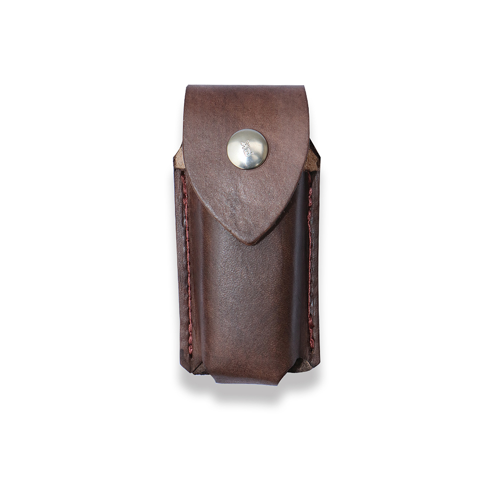 Vertical Leather Multitool Pouch – Brown - Battery Bar