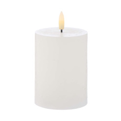 Amalfi Hughe LED Flickering Pillar Candle Rustic White - 10cm