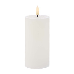 Amalfi Hughe LED Flickering Pillar Candle Rustic White - 15cm
