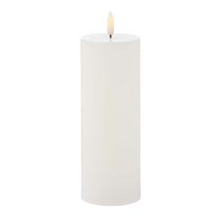 Amalfi Hughe LED Flickering Pillar Candle Rustic White - 20cm